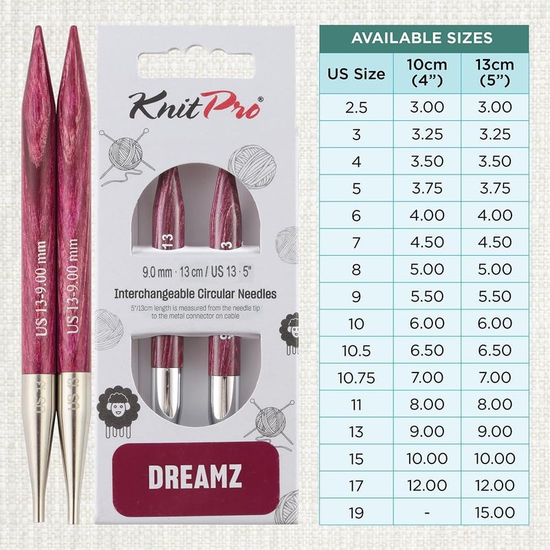 Knit Pro Dreamz Interchangeable Circular Needles 5" (13cm) | US Size 13 (9mm) - Image 3
